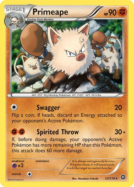Primeape, Pokémon card STS 53 — Steam Siege set