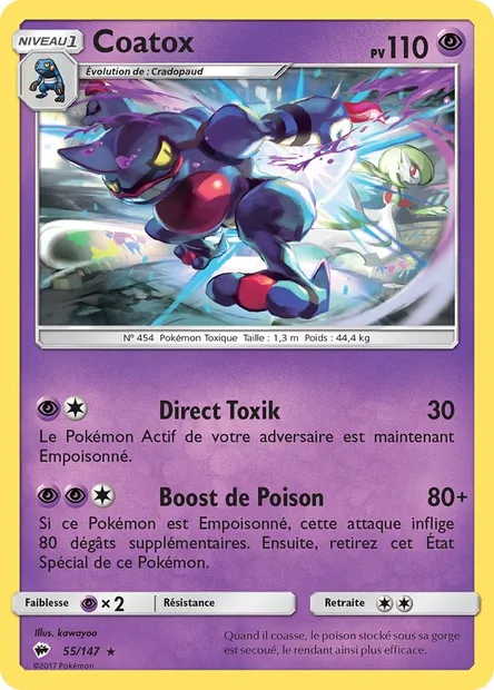 Coatox, carte Pokémon BUS 55 — extension Ombres Ardentes