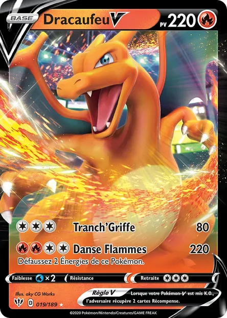 Dracaufeu V, carte Pokémon DAA 19 — extension Ténèbres Embrasées