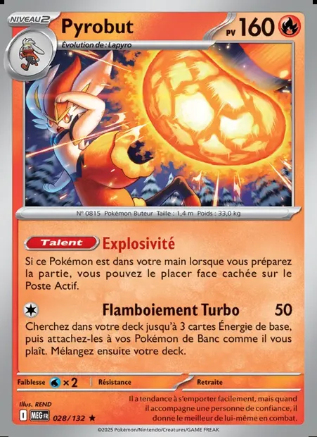 Pyrobut, carte Pokémon MEG 028 — extension Méga-Évolution
