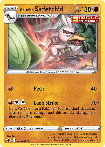 Galarian Sirfetch'd, Pokémon card CRE 79 — Chilling Reign set