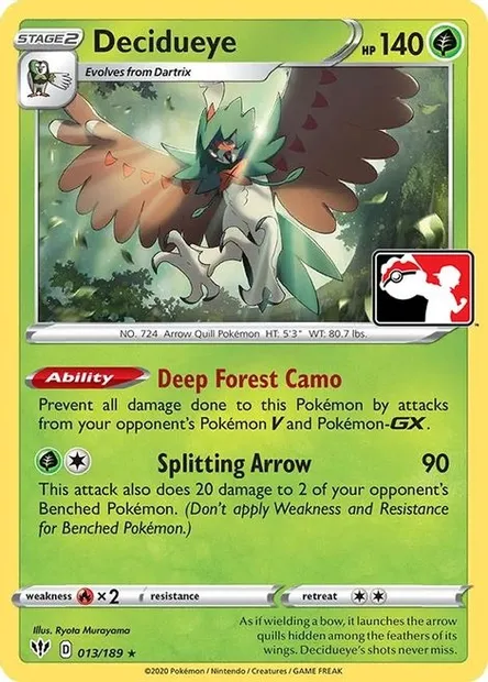Decidueye, Pokémon card PPS 013 — Play! Pokémon Prize Pack Series set