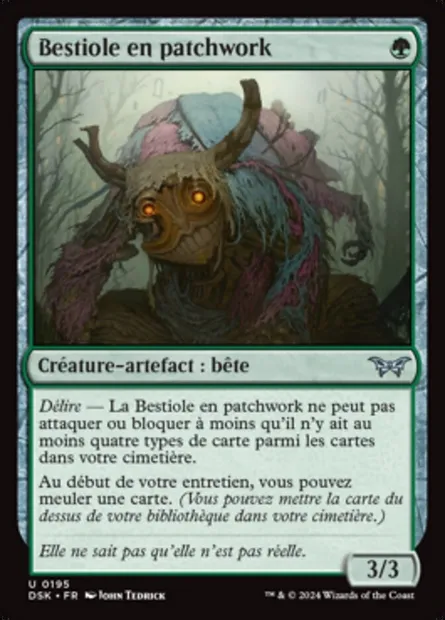 Bestiole en patchwork, carte Magic DSK 195 — extension Duskmourn: House of Horror