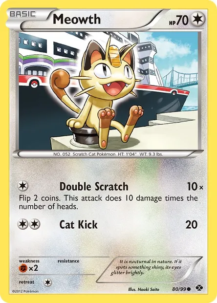Meowth, Pokémon card NXD 80 — Next Destinies set