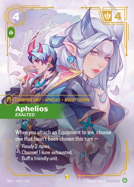 Aphelios, carte Riftbound SFD 224* — extension Spiritforged