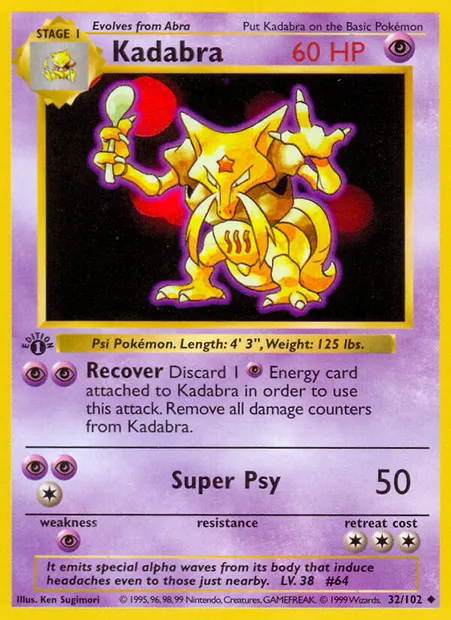 Kadabra, Pokémon card BS 32 — Base Set set