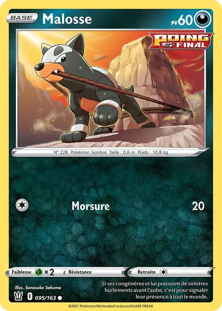 Malosse, carte Pokémon BST 95 — extension Styles de combat
