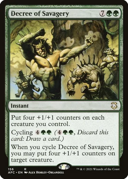 Decree of Savagery, Magic card AFC 156 — Forgotten Realms Commander set