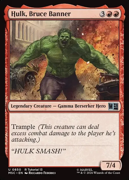 Hulk, Bruce Banner, Magic card MSC 850 — Marvel Super Heroes Commander set