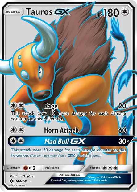 Tauros GX, Pokémon card SUM 144 — Sun & Moon set