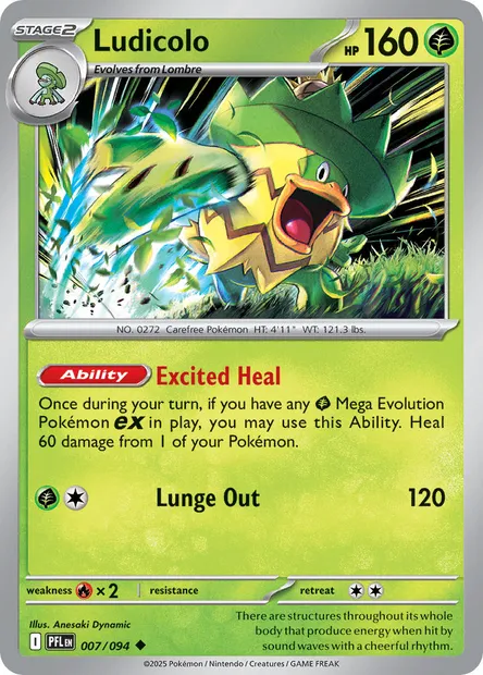 Ludicolo, Pokémon card PFL 007 — Phantasmal Flames set