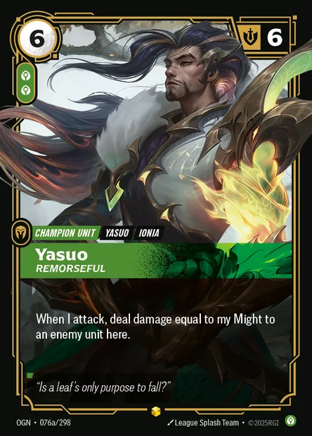 Yasuo, carte Riftbound OGN 076a — extension Origins