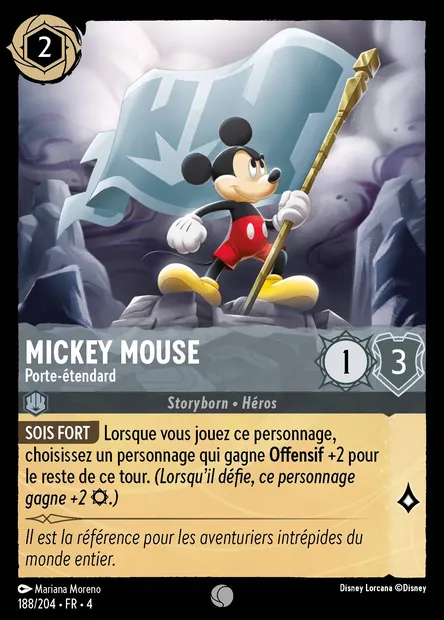 Mickey Mouse - Porte-étendard, carte Disney Lorcana CH4-188 — extension Le Retour d'Ursula