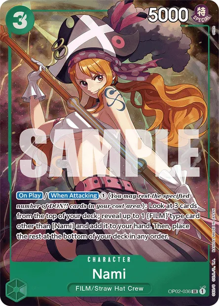 Nami, One Piece card OP02-036 — PARAMOUNT WAR set