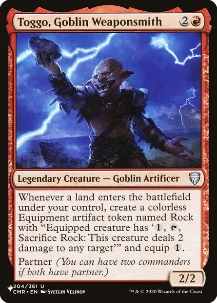 Toggo, Goblin Weaponsmith, Magic card PLST CMR-204 — The List set