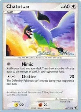 Chatot Lv.30, Pokémon card WCD09 055 — World Championship Decks 2009 set