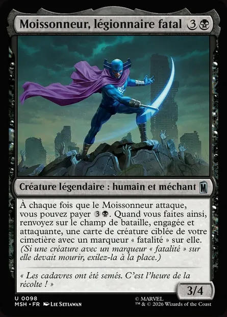 Moissonneur, légionnaire fatal, carte Magic MSH 98 — extension Marvel Super Heroes
