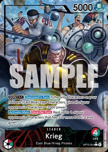 Krieg, One Piece card OP15-001 — ADVENTURE ON KAMI’S ISLAND set