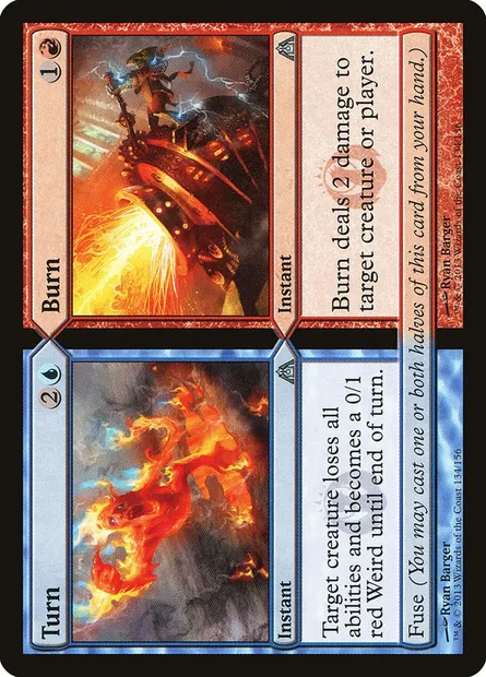 Turn // Burn, carte Magic DGM 134 — extension Le labyrinthe du dragon