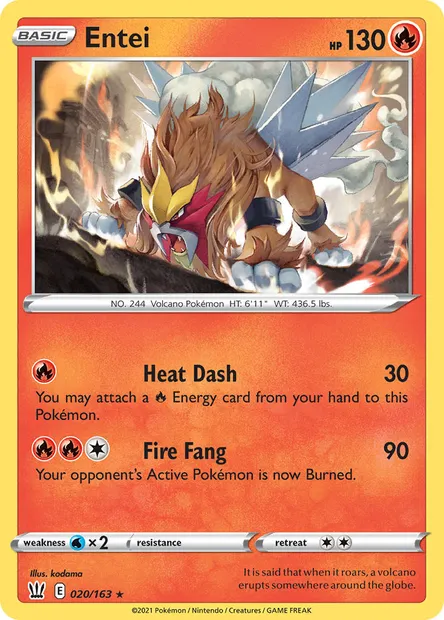 Entei, Pokémon card BST 20 — Battle Styles set