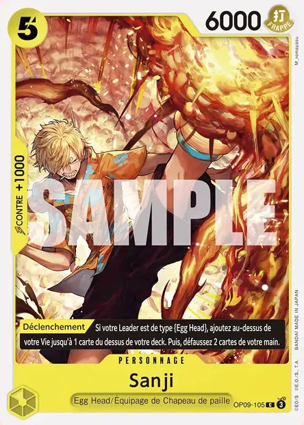 Sanji, carte One Piece OP09-105 — extension LES NOUVEAUX EMPEREURS