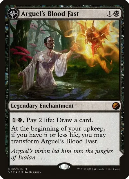 Jeûne de sang d'Arguel // Temple d'Aclazotz, carte Magic V17 2 — extension From the Vault: Transform
