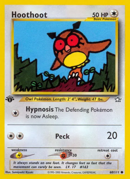 Hoothoot, Pokémon card NG 60 — Neo Genesis set