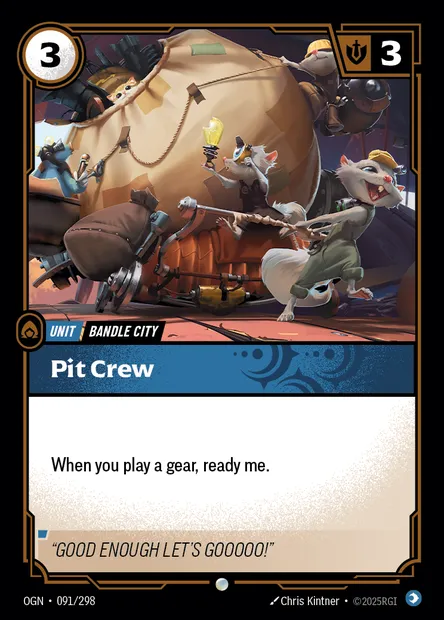 Pit Crew, Riftbound card OGN 091 — Origins set