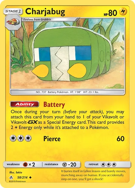 Charjabug, Pokémon card UNB 58 — Unbroken Bonds set