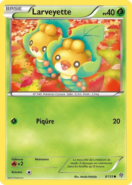 Larveyette, carte Pokémon PLS 8 — extension Tempète Plasma