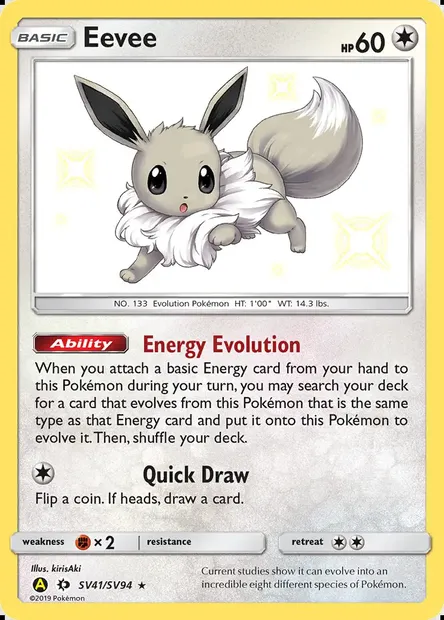 Évoli, carte Pokémon SMA SV41 — extension Destinées Occultes Coffre Étincelant