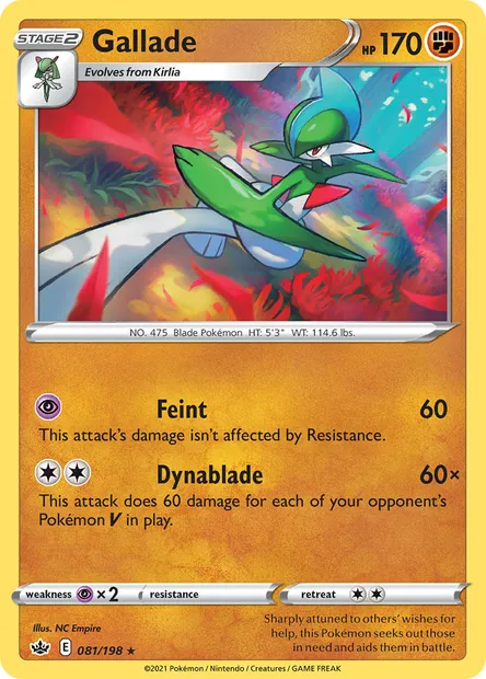 Gallade, Pokémon card CRE 81 — Chilling Reign set