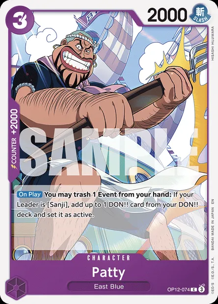 Patty, One Piece card OP12-074 — LEGACY OF THE MASTER set