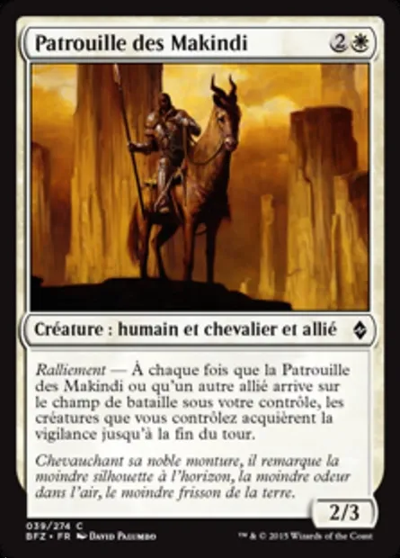 Patrouille des Makindi, carte Magic BFZ 39 — extension La bataille de Zendikar