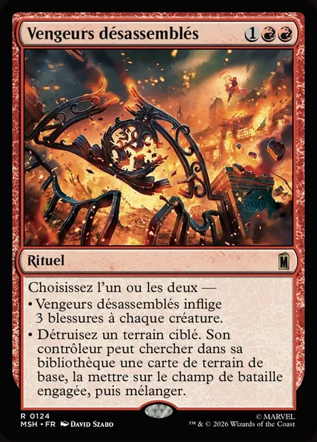 Vengeurs désassemblés, carte Magic MSH 124 — extension Marvel Super Heroes
