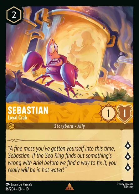 Sebastian - Loyal Crab, Disney Lorcana card CH10-016 — Whispers in the Well set