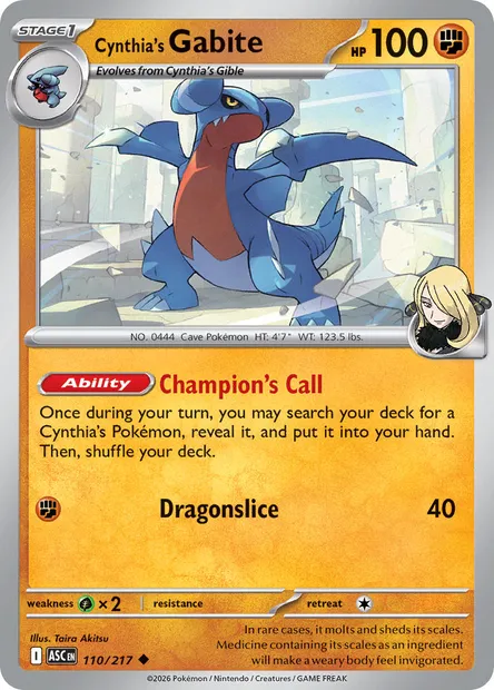 Cynthia's Gabite, Pokémon card ASC 110 — Ascended Heroes set