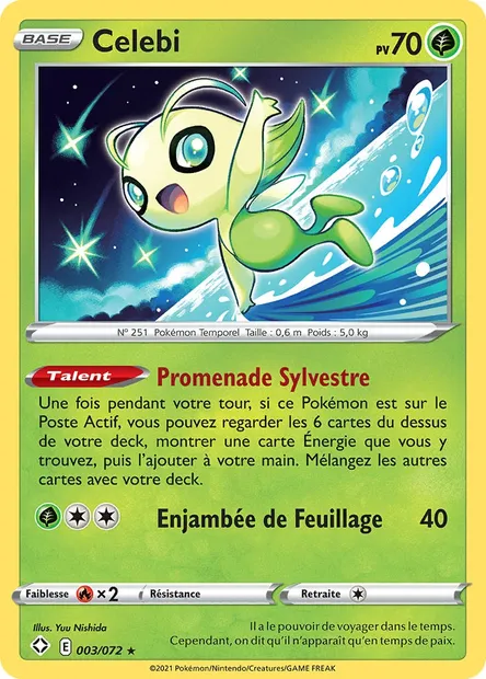 Celebi, carte Pokémon SHF 3 — extension Destinées Radieuses