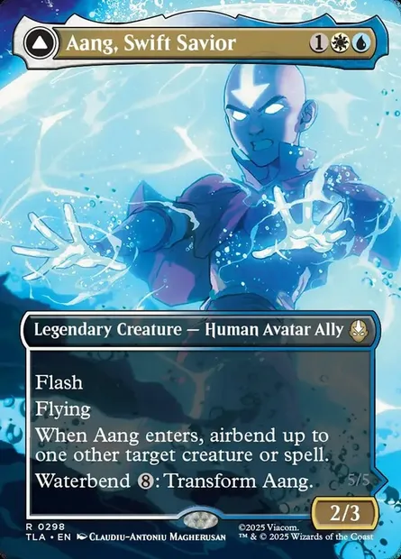 Aang, sauveur expéditif // Aang et La, fureur de l'océan, carte Magic TLA 298 — extension Avatar: The Last Airbender