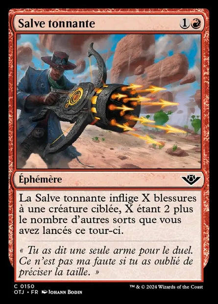 Salve tonnante, carte Magic OTJ 150 — extension Outlaws of Thunder Junction