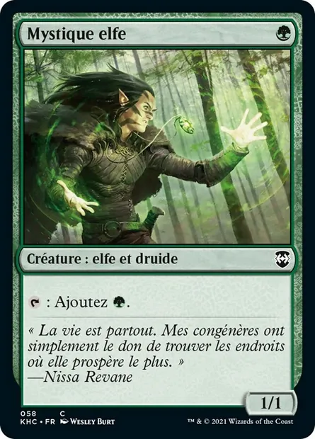 Mystique elfe, carte Magic KHC 58 — extension Kaldheim Commander