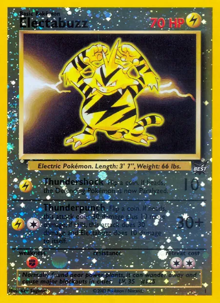 Electabuzz, Pokémon card BP 1 — Best of game set