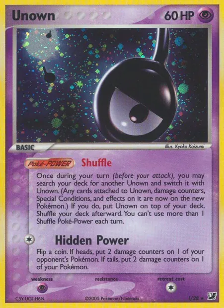 Unown, Pokémon card EXU ! — Unseen Forces Unown Collection set