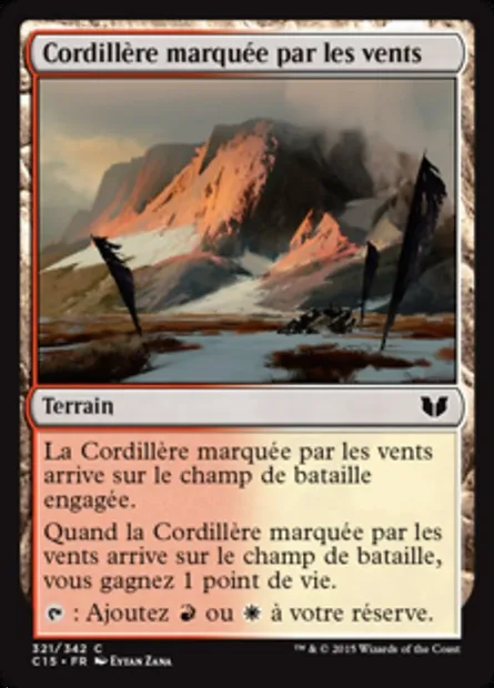 Cordillère marquée par les vents, carte Magic C15 321 — extension Commander 2015