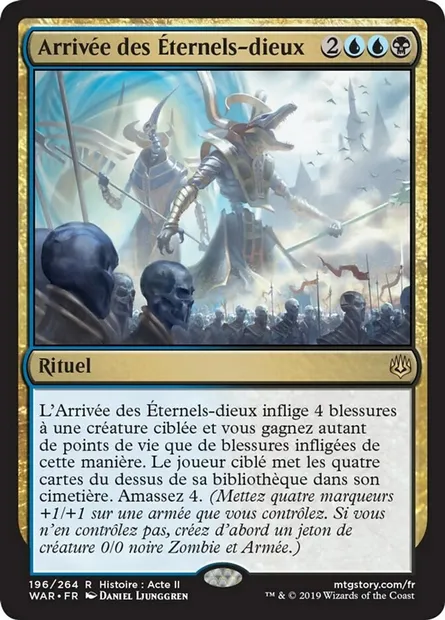 Arrivée des Éternels-dieux, carte Magic WAR 196 — extension La guerre des Planeswalkers