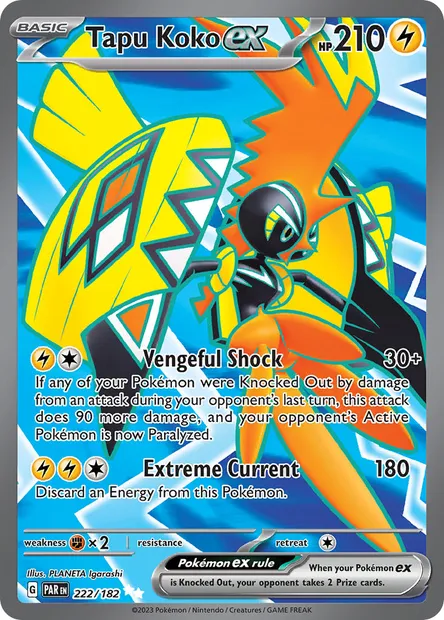 Tapu Koko ex, Pokémon card PAR 222 — Paradox Rift set