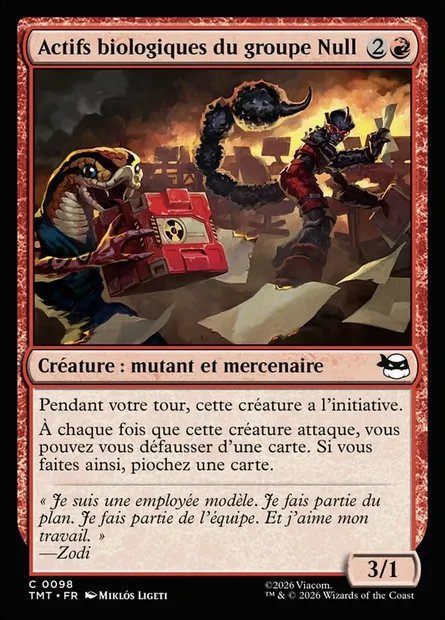 Actifs biologiques du groupe Null, carte Magic TMT 98 — extension Teenage Mutant Ninja Turtles