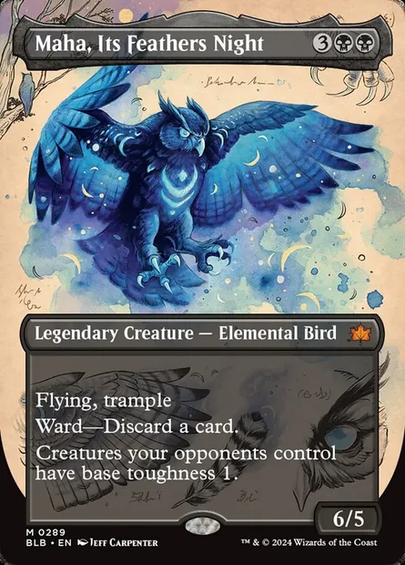 Maha, Its Feathers Night, Magic card BLB 289 — Bloomburrow set