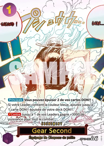 Gear Second, carte One Piece OP11-080 — extension DES POINGS VIFS COMME L'ÉCLAIR
