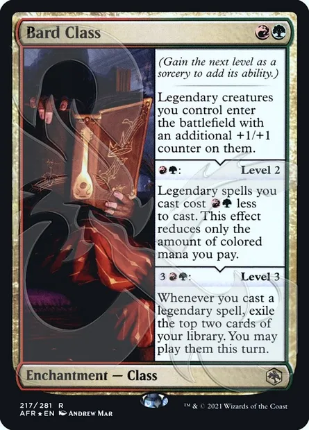 Classe : barde, carte Magic PAFR 217a — extension Adventures in the Forgotten Realms Promos